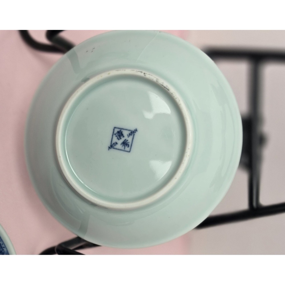 Vintage Arita Japan Blue White Porcelain Small Dishes Set of 2 Butter Pats 3.5" - Picture 4 of 4